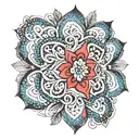A mandala heart, in whose inner contours the names of my five children – Rojin, Selin, Muhammed, Narin and Asmin tattoo design idea