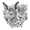 kangaroo and unicorn tattoo design idea