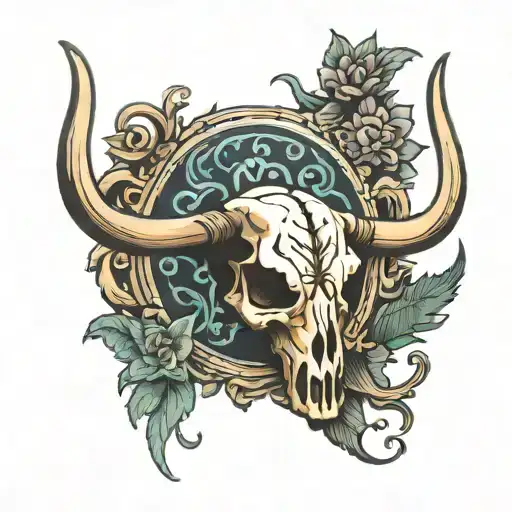 longhorn skull tramp stamp tattoo design idea