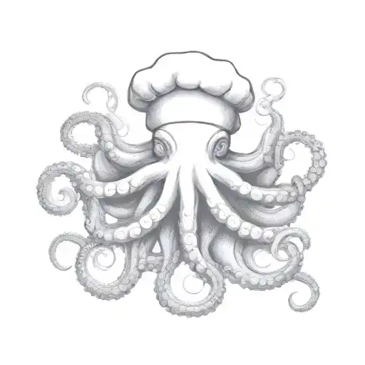 octopus chef cook tattoo design idea
