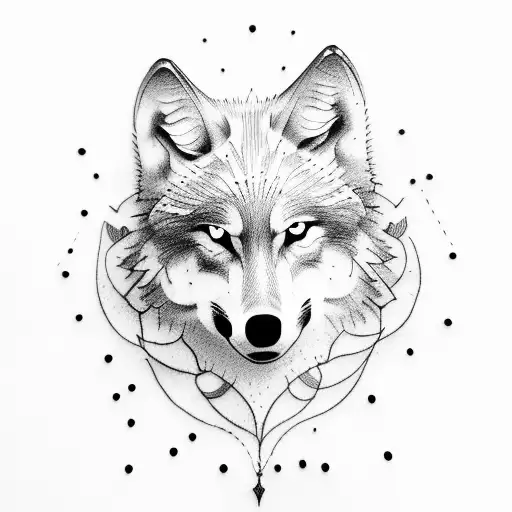 wolf biting rose tattoo design idea