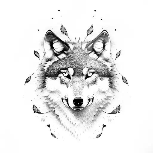 wolf bite rose tattoo design idea