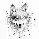 wolf biting rose tattoo design idea