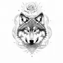 wolf biting rose tattoo design idea