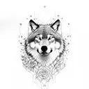 wolf biting rose tattoo design idea
