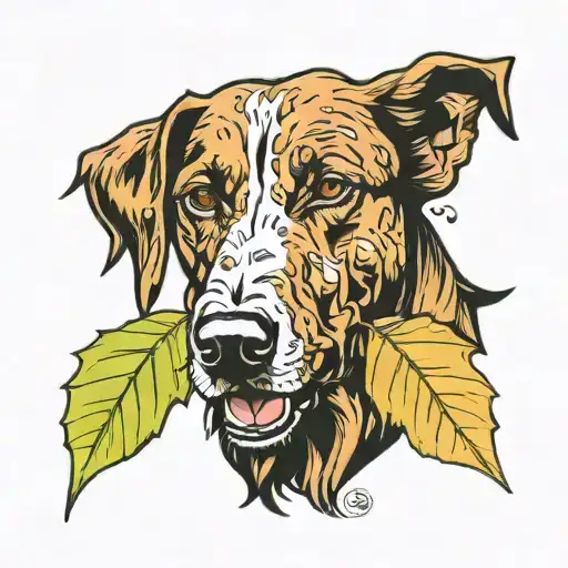 Bavarian Mountain Hound brake, autumn, chestnuts tattoo design idea