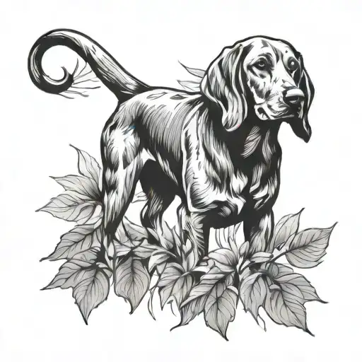 Bavarian Mountain Hound/Brake, autumn tattoo design idea