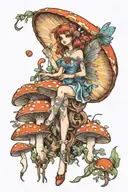 Mushroom fairy  tattoo design idea
