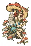 Mushroom fairy  tattoo design idea