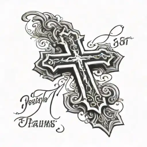 cross and verse psalms 56:11 tattoo design idea