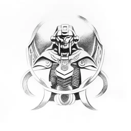 norse gods sleeve with decorations from halo, lord of the rings and doom in the background tattoo design idea