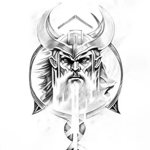 norse gods sleeve with hints of halo, lord of the rings and doom tattoo design idea