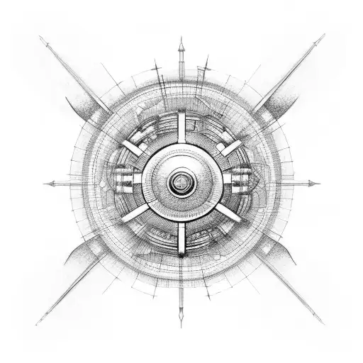 train wheel with angle wings tattoo design idea