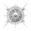 train wheel with angle wings tattoo design idea