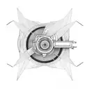 isometric train wheel with angle wings on left and right of the wheel tattoo design idea