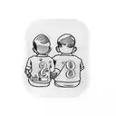 Father and son holding hand with 1969 and 2004 numbers in backs tattoo design idea