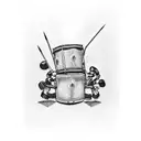 Mario and Link, Toronto Maple Leafs, drum set, words - Ace&Ella tattoo design idea