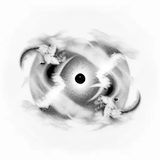 black hole with clouds tattoo design idea