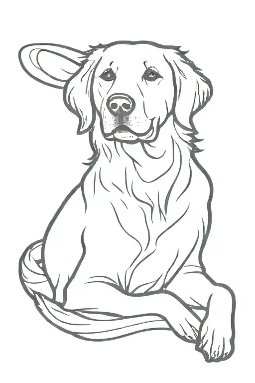 clumsy funny golden retriever tattoo design idea