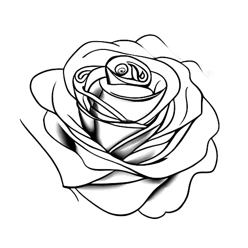A minimalist tattoo of a rose blooming with crystals embedded in its petals tattoo design idea