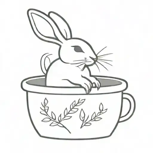 black and white tattoo of a rabbit in a honey pot.  tattoo design idea