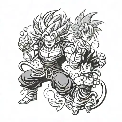 dragon ball z and fairy tail and one piece anime tattoo design idea
