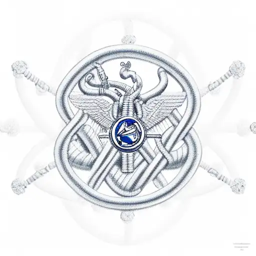 A composition of the Marine Corps emblem intertwined with a DNA double helix, representing the importance of physical and mental improvement tattoo design idea