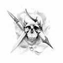 dagger through skull tattoo design idea