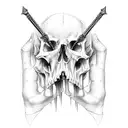 dagger going through skull tattoo design idea