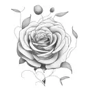 text "PS: Keep Searching" with flowers around it tattoo design idea
