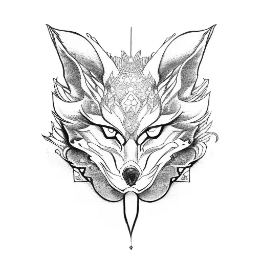 kitsune mask tattoo design idea