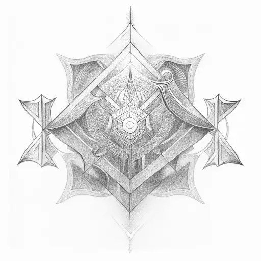 Narsil sword with geometric figures on the background tattoo design idea