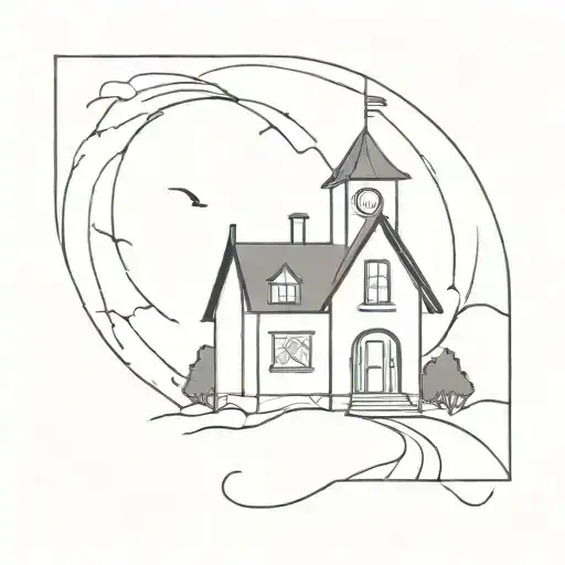 haunted house tattoo design idea