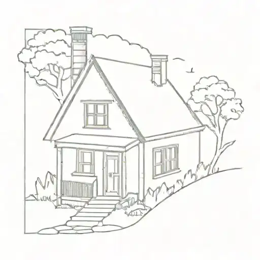 abandoned house tattoo design idea
