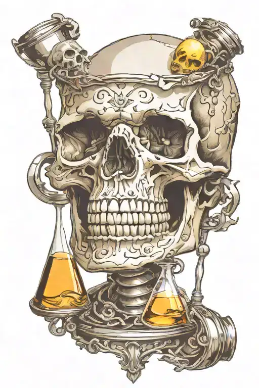 Skull with hour glass in mouth open tattoo design idea