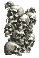 several stacked screaming skulls facing away from each other  tattoo design idea