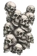 several stacked screaming skulls facing away from each other  tattoo design idea