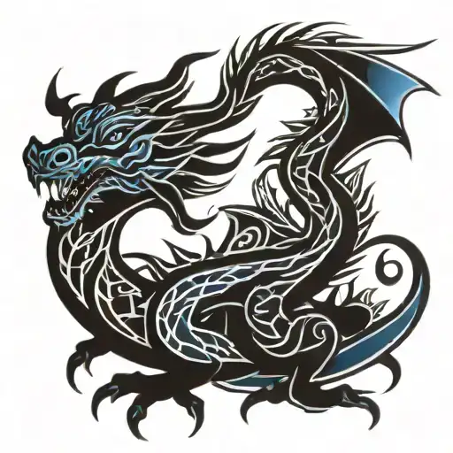 dragon blue tribal tattoo tattoo design idea