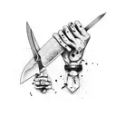 knife, spatula, hand, zombie tattoo design idea