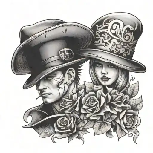 Tattoo for couple with matching magic hats tattoo design idea