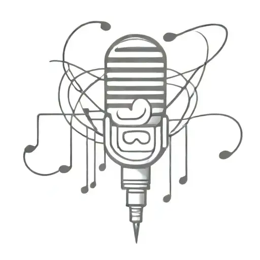 A minimalist tattoo of a microphone and musical notes intertwined, symbolizing your love for music tattoo design idea