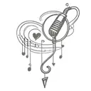 A minimalist tattoo of a microphone and musical notes intertwined, symbolizing your love for music tattoo design idea