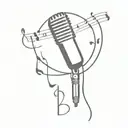 A minimalist tattoo of a microphone and musical notes intertwined, symbolizing your love for music tattoo design idea