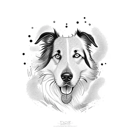 Dog Border Collie tattoo design idea