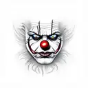 evil clown tattoo design idea