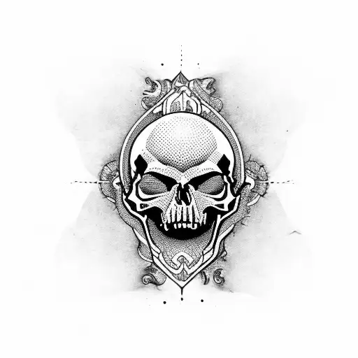 skulls with pistons tattoo design idea
