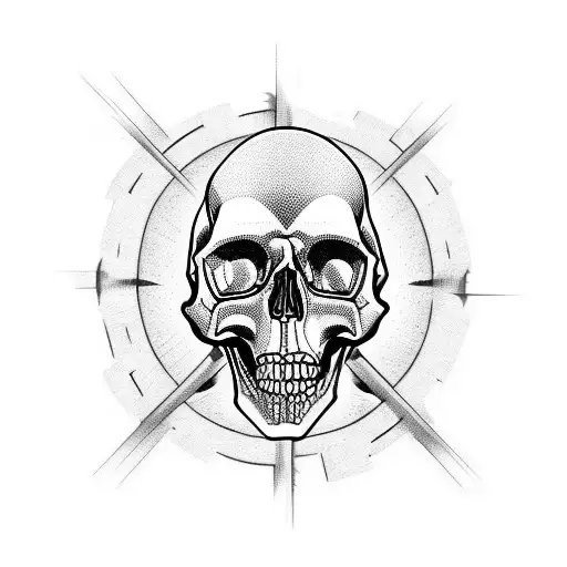 skulls with pistons tattoo design idea