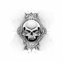skulls with pistons tattoo design idea