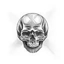 skulls with pistons tattoo design idea