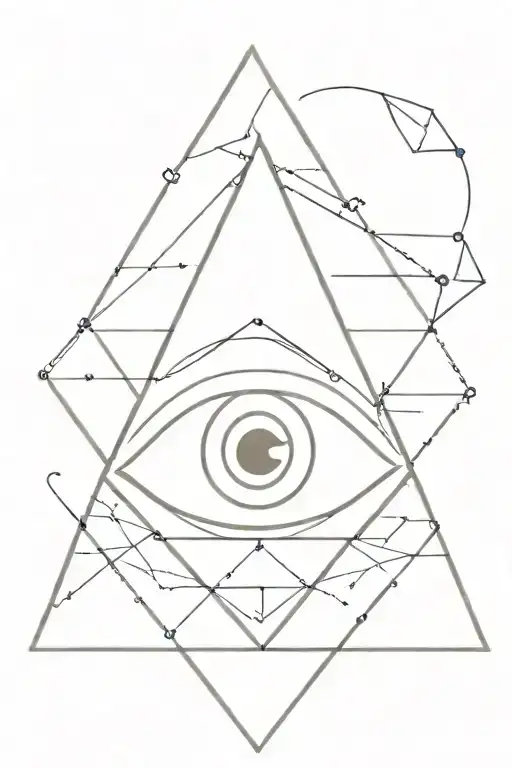 geometric evil eye with triangle shape tattoo design idea